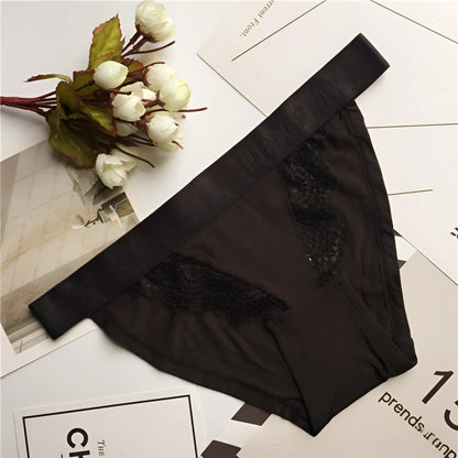 Black Lace Knickers with Elastic Waistband