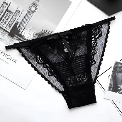 Black Lace Knickers with Side Straps