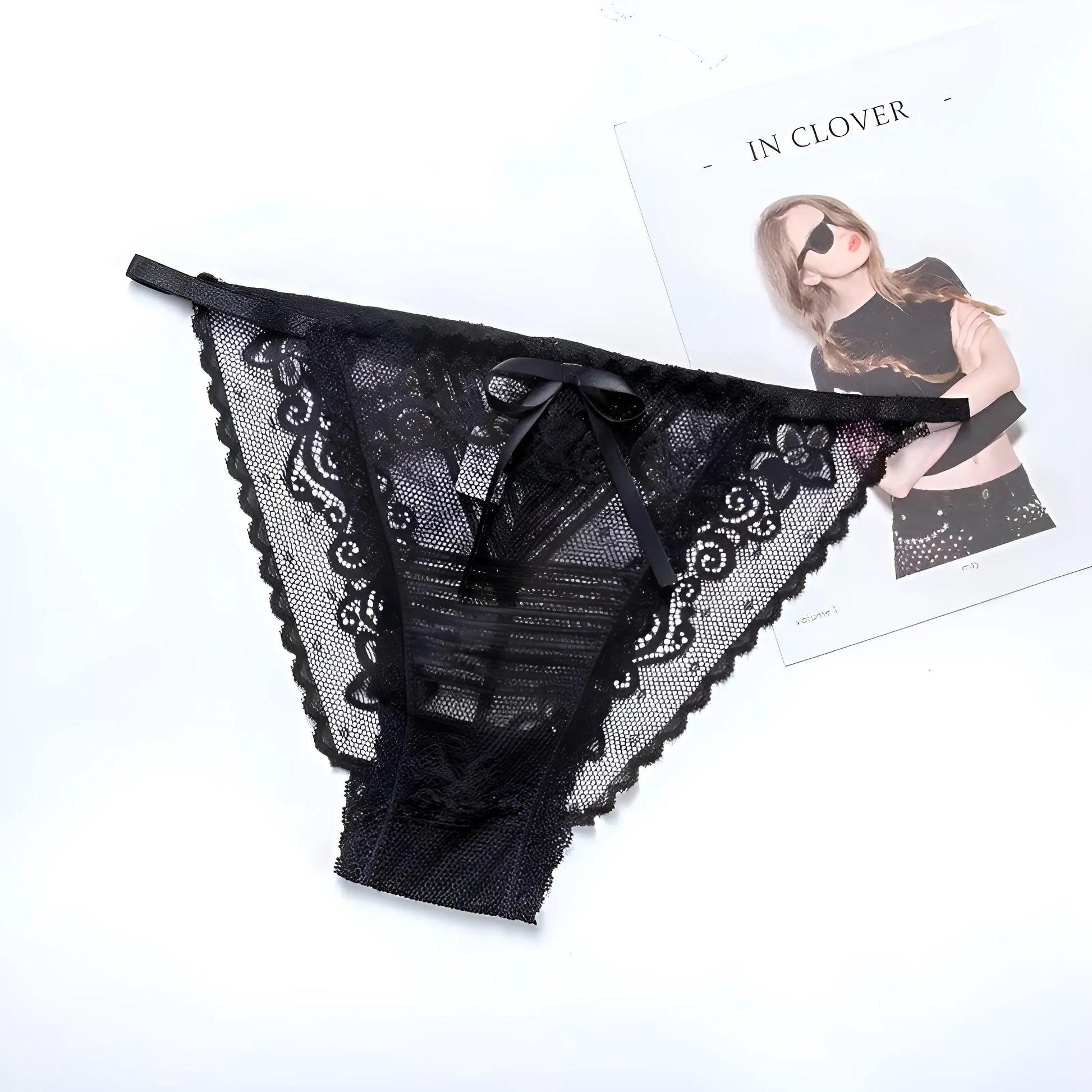 Black Lace Knickers with Thin Elastic Band