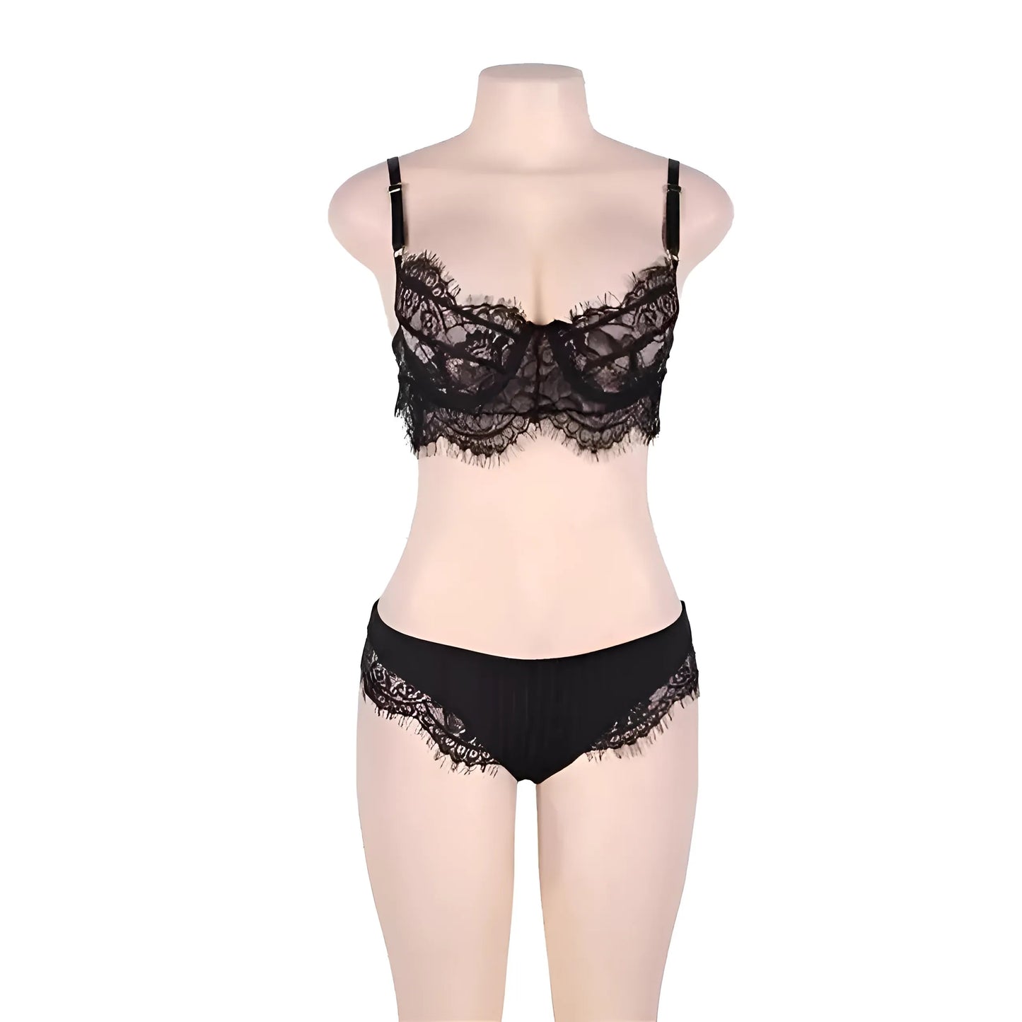 Black Lace Lingerie Set in Plus Sizes