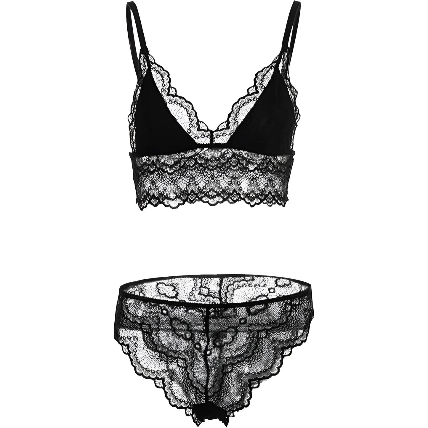 Black Lace Lingerie Set with Bralette