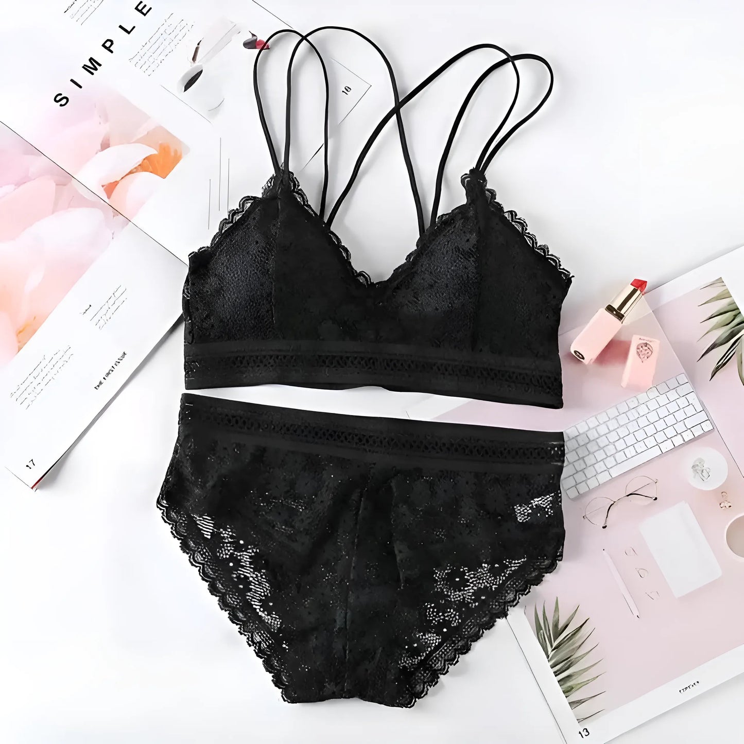 Black Lace Nightwear Set