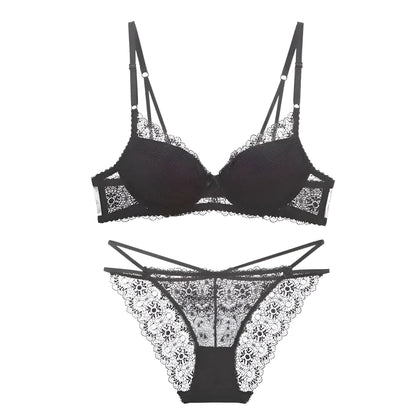 Black Lace Set with Decorative Straps