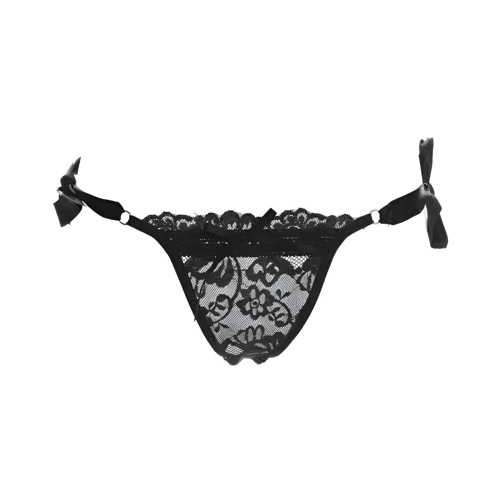 Black Lace String Thong with Hip Ties