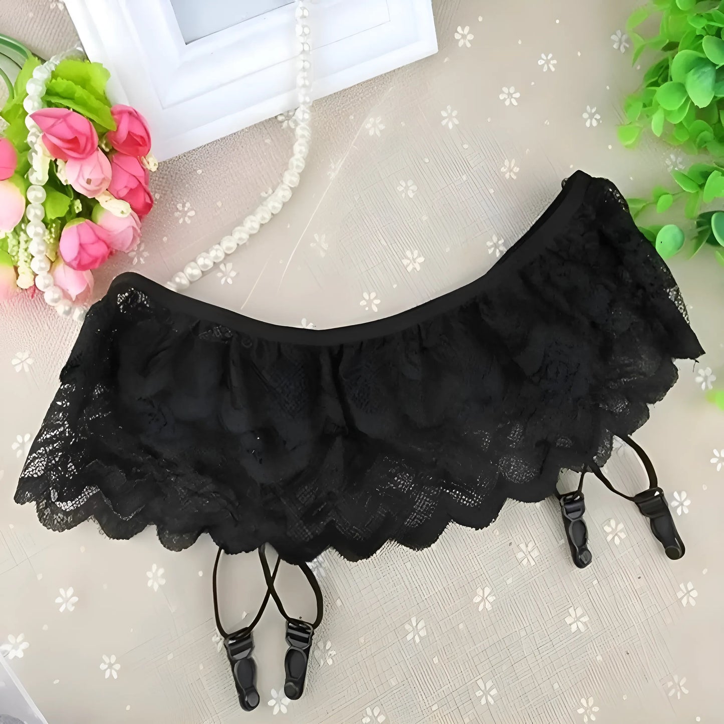 Black Lace Suspender Belt