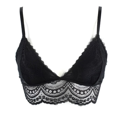 Black Lace Triangle Bralette with Low Rise