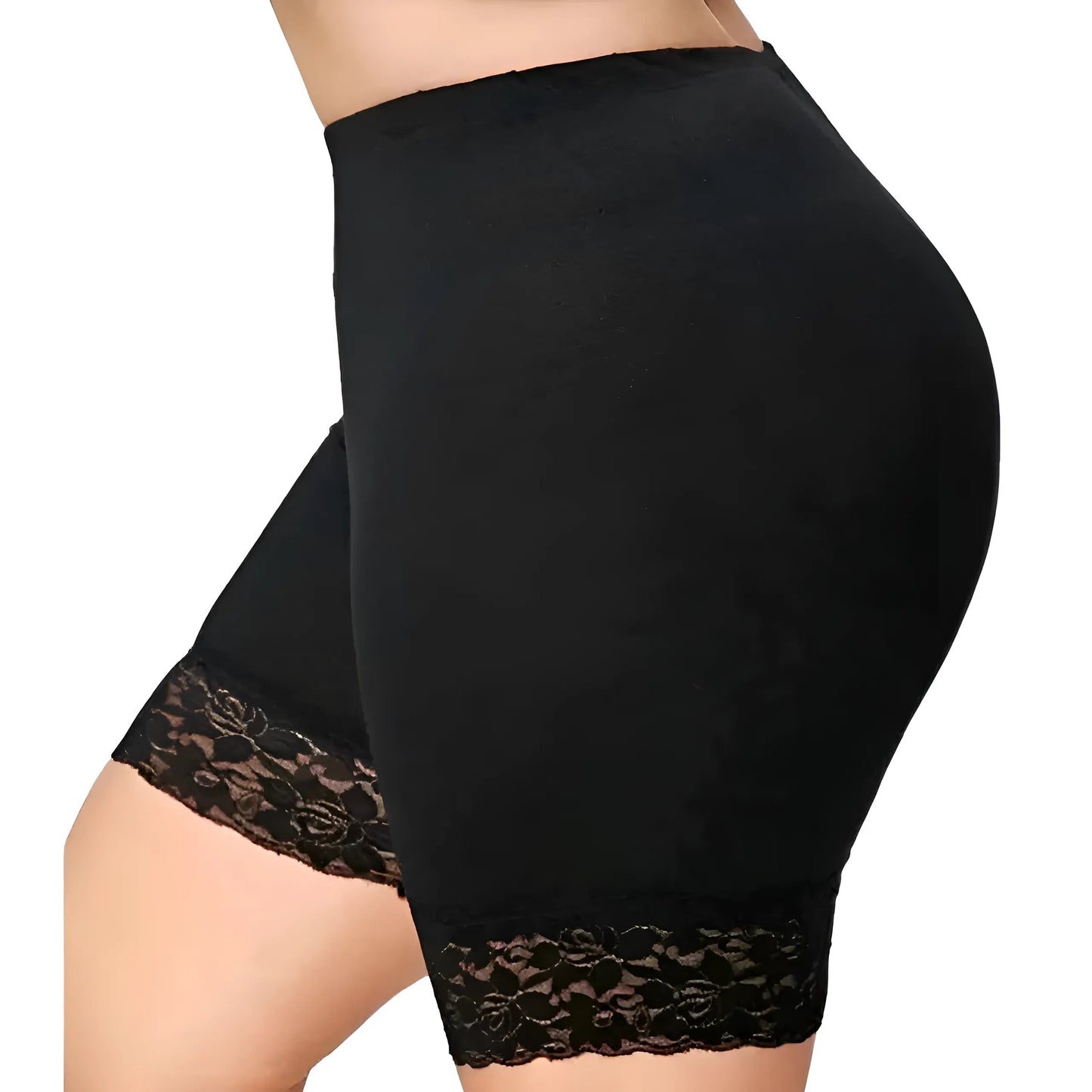 Black Lace Trim Shaping Shorts