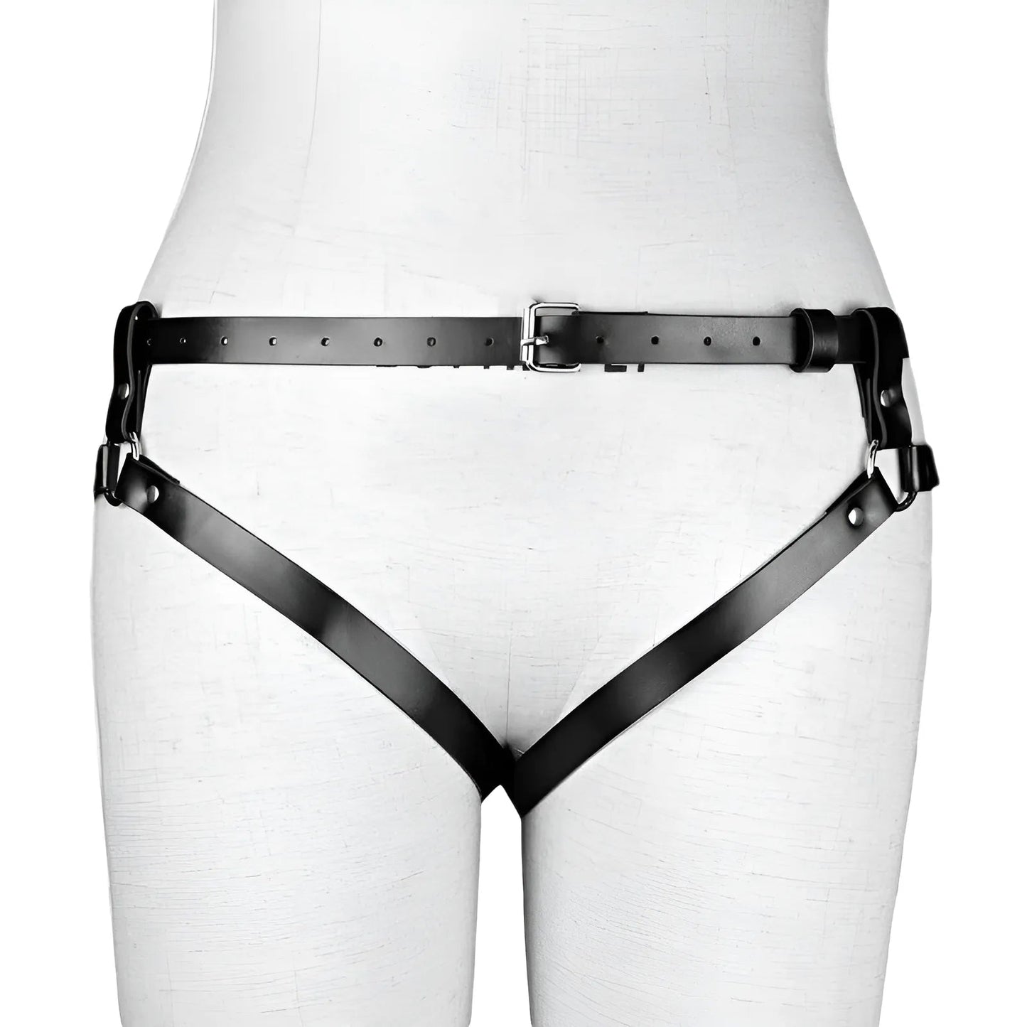 Black Leather Harness with Rear Fastening