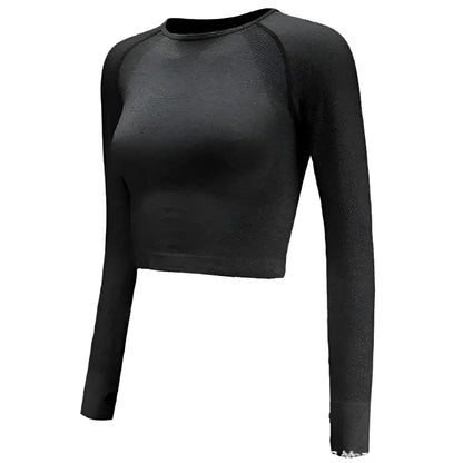 Black Long Sleeve Sports Top with Thumb Hole