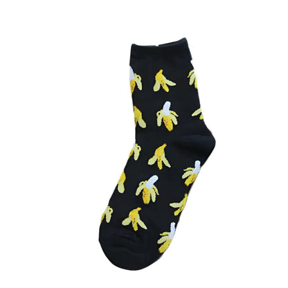 Black Long Socks with Colourful Prints