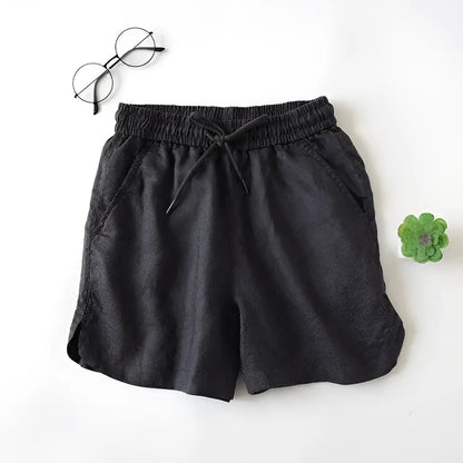 Black Loose Sleep Shorts with Tie Waist