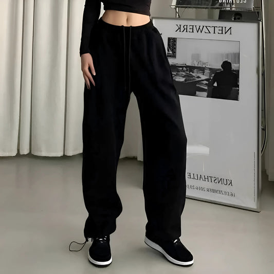 Black Loose Sports Tracksuit Bottoms