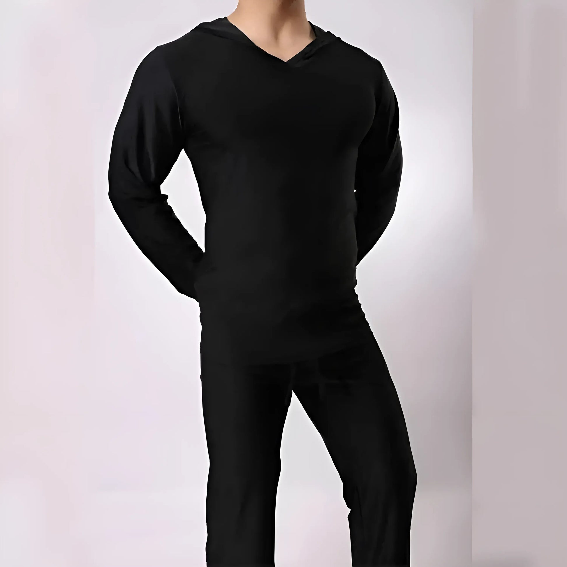 Black Men's Hooded Pyjama Set