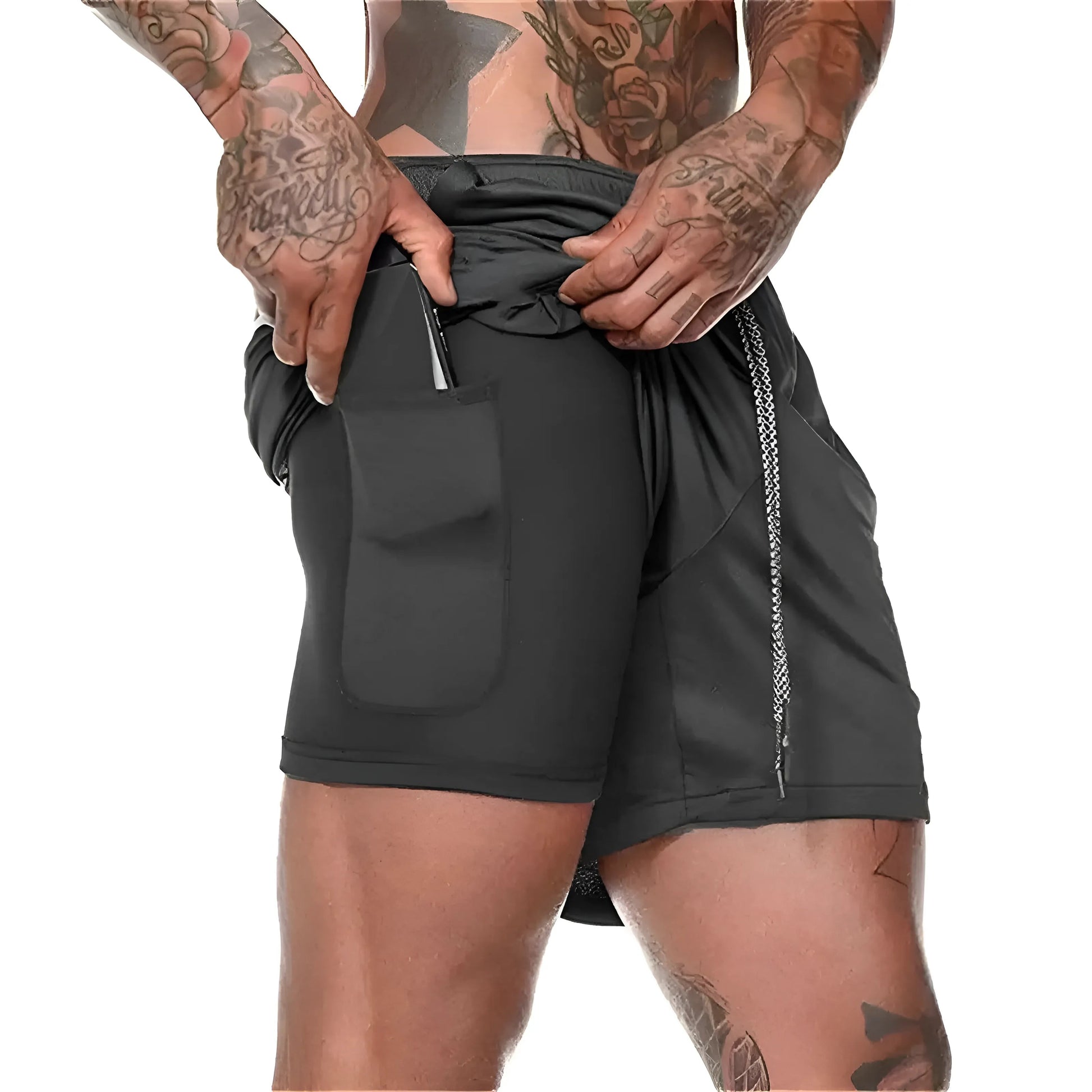 Black Men's Long Swim Shorts