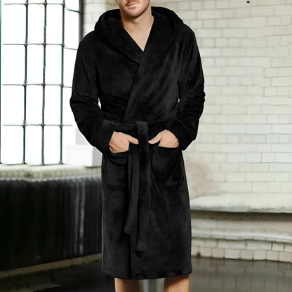 Black Men's Velvet Bathrobe