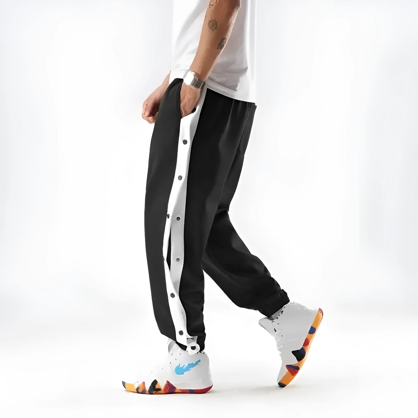 Black Men's Zip-Up Tracksuit Bottoms