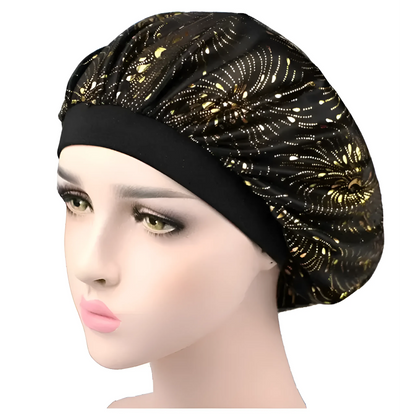 Black Metallic Embellished Sleep Cap