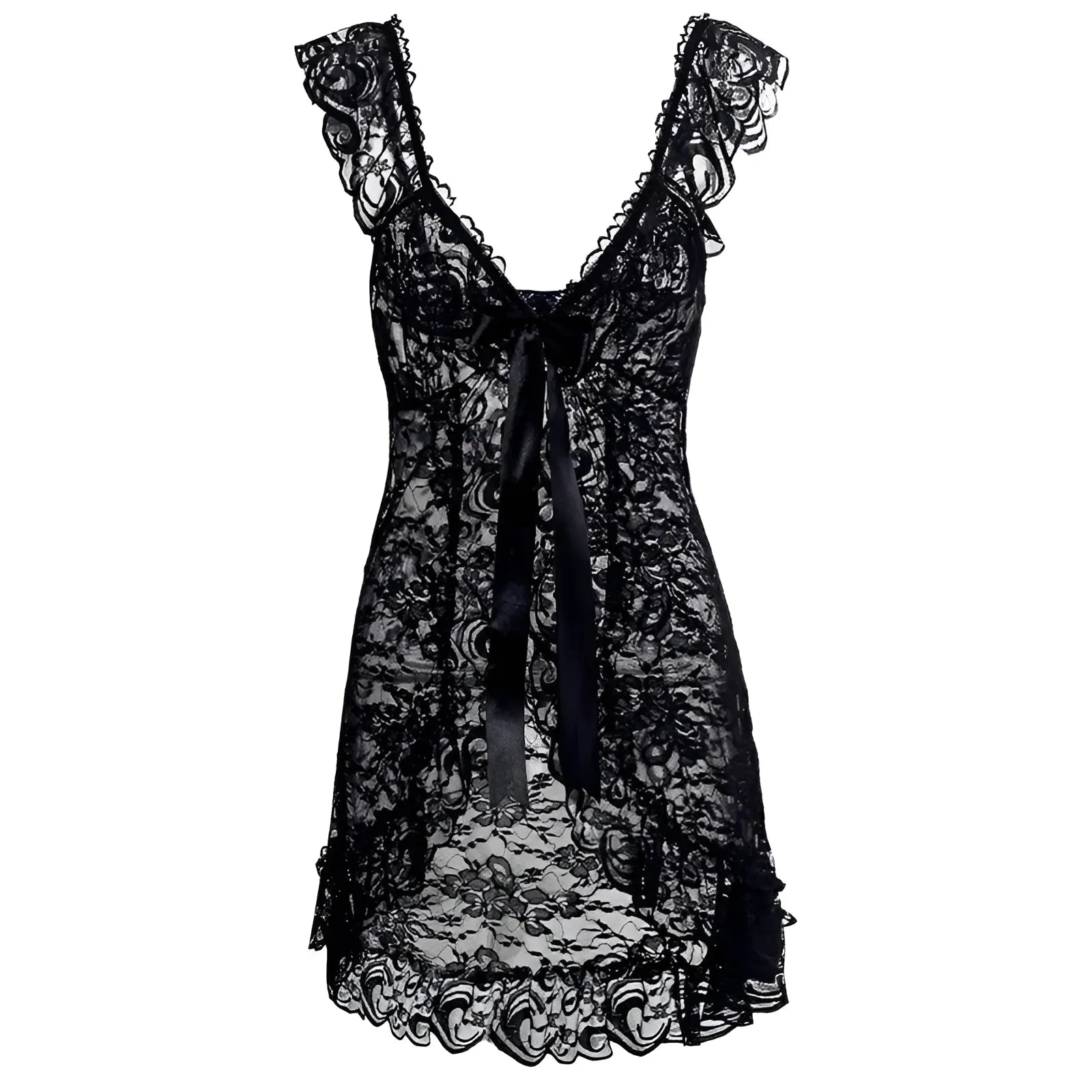 Black Nightdress with Under-Bust Split