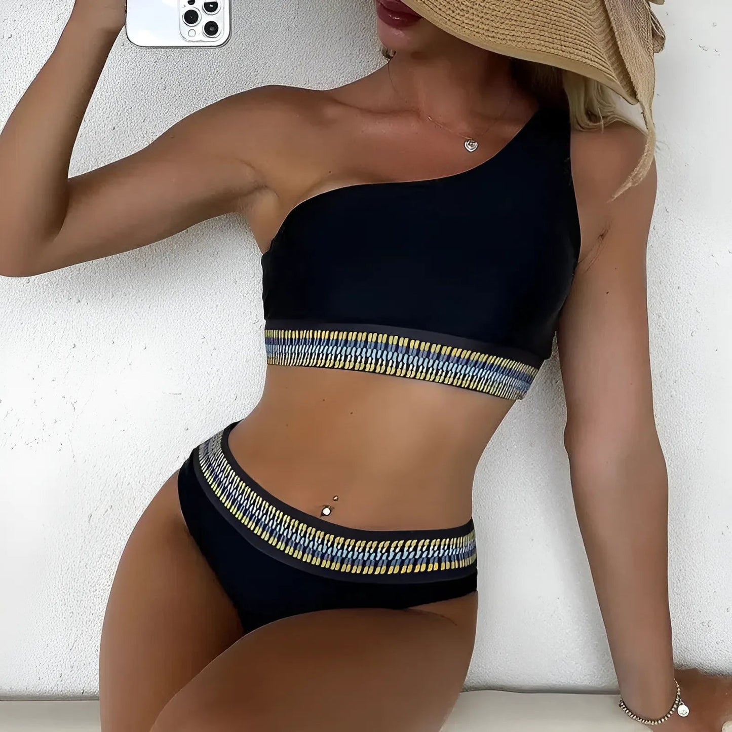 Black One-Shoulder Bikini Set