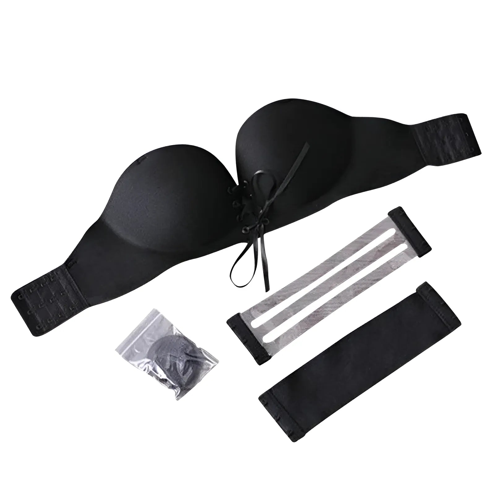 Black Push-Up Bra with Adjustable Straps and Removable Shoulder Straps