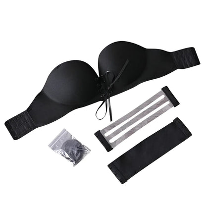 Black Push-Up Bra with Adjustable Straps and Removable Shoulder Straps