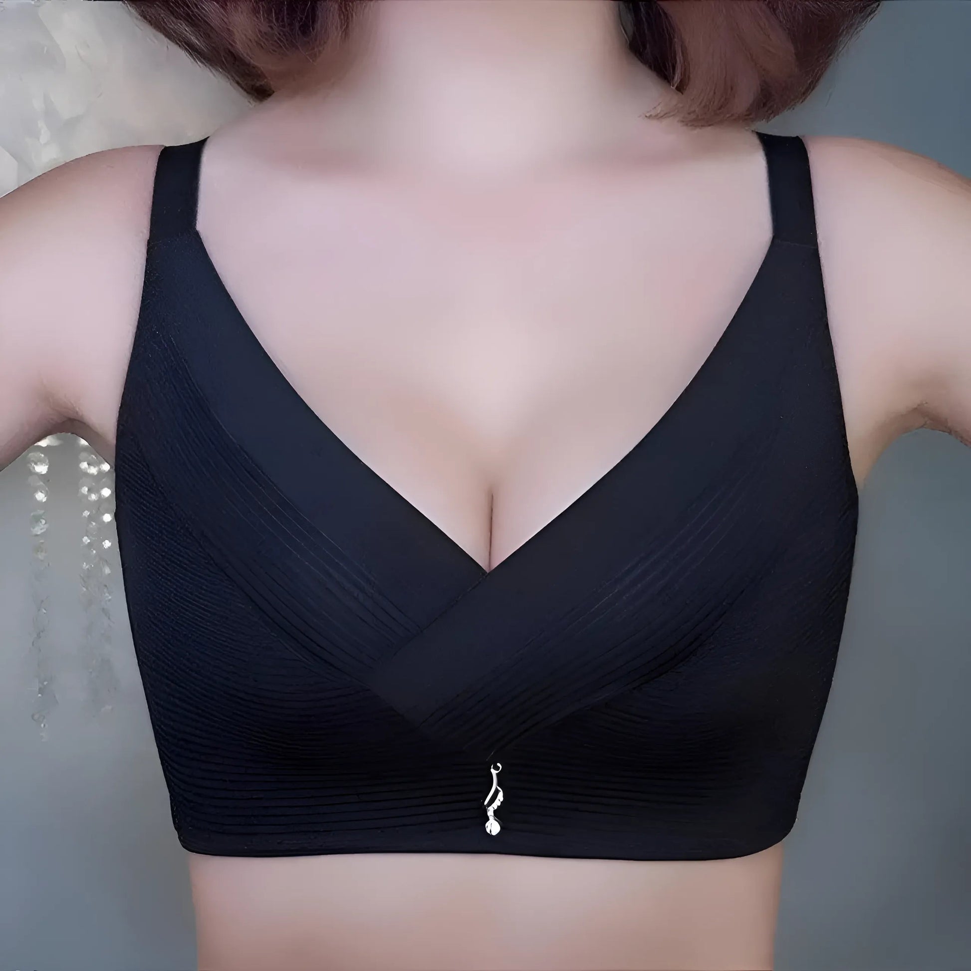 Black Push-Up Bra with Wide Straps