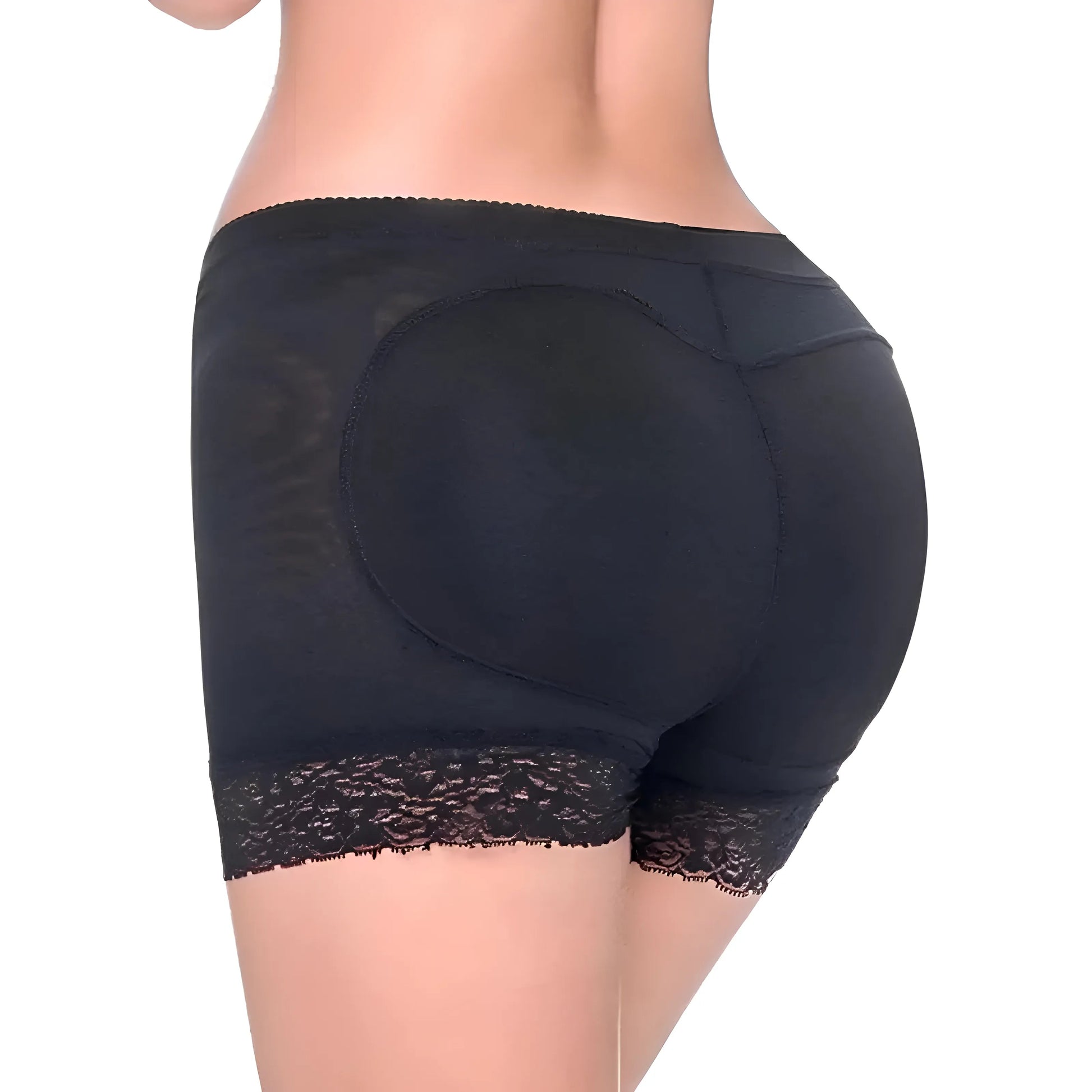 Black Push-Up Shaping Shorts with Lace Trim