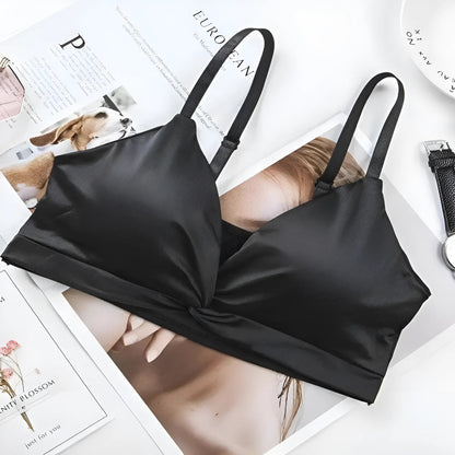 Black Satin Bralette Bra