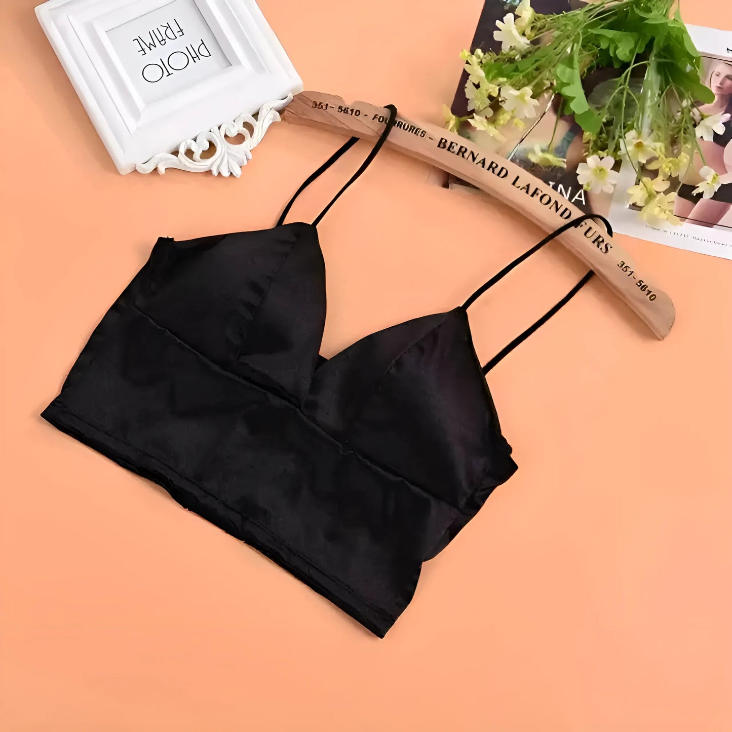 Black Satin Bralette Bra