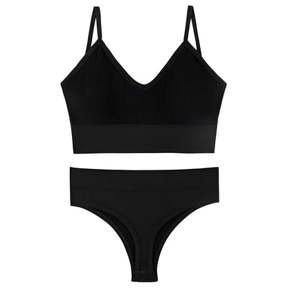 Black Seamless Lingerie Set