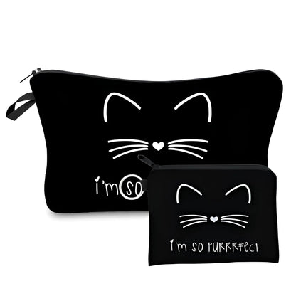 Black Set of Two Zip Cosmetic Bags