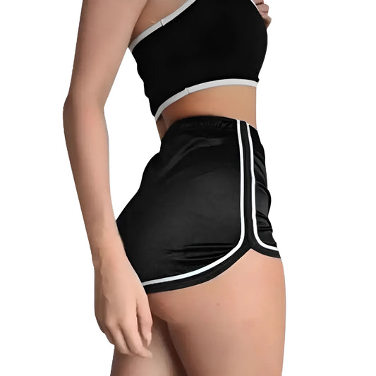 Black Shimmering Sports Shorts