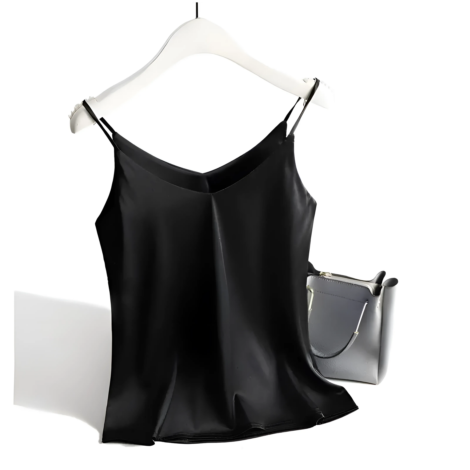 Black Silk Satin Women's Camisole