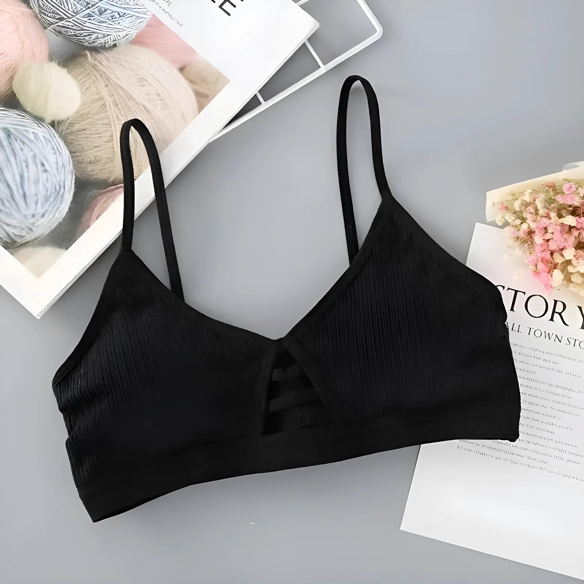 Black Simple Cut Bralette