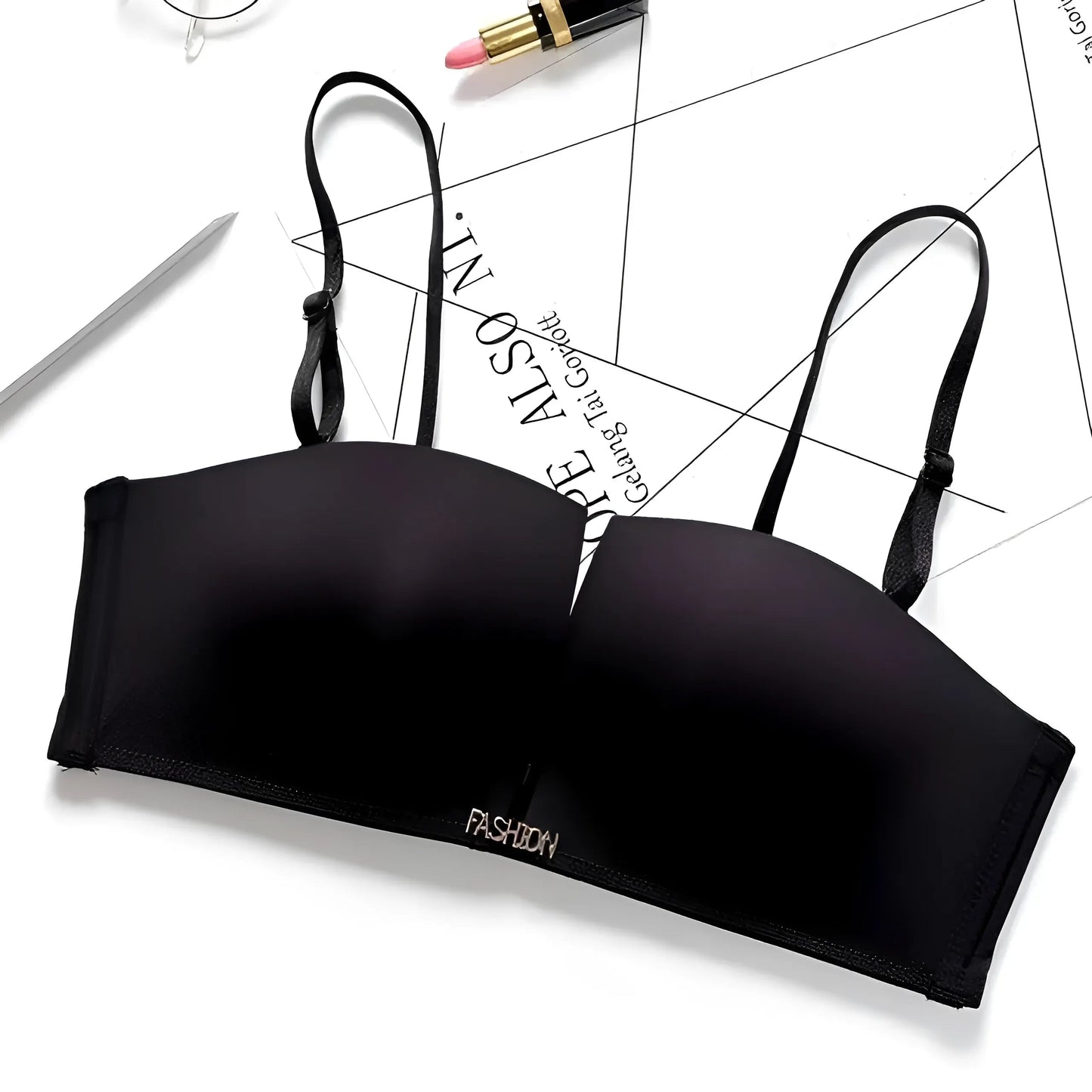 Black Simple Push-Up Bra with Detachable Straps