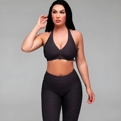 Black Sporty Set with V-Neck