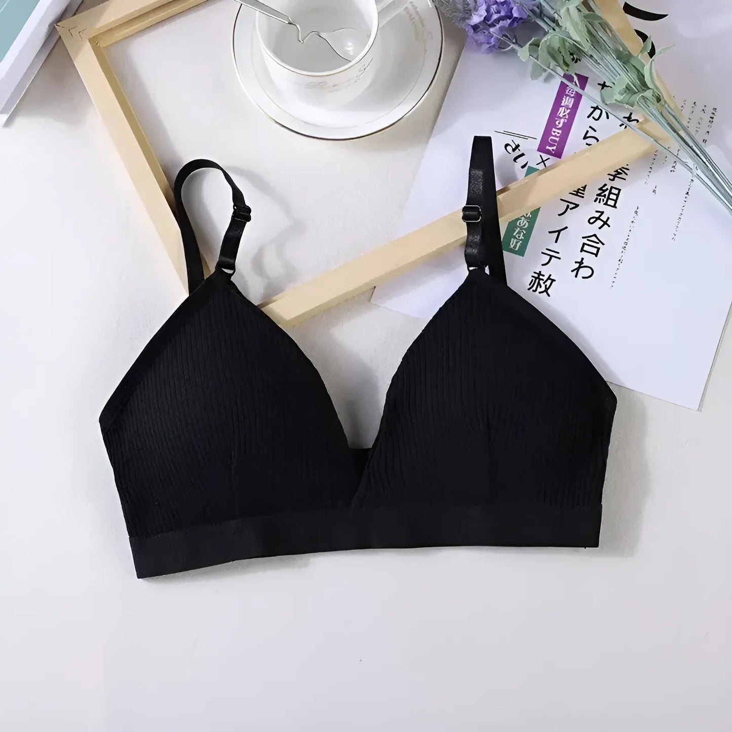 Black Striped Bralette Bra