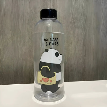 Black Teddy Bear Printed Water Bottle