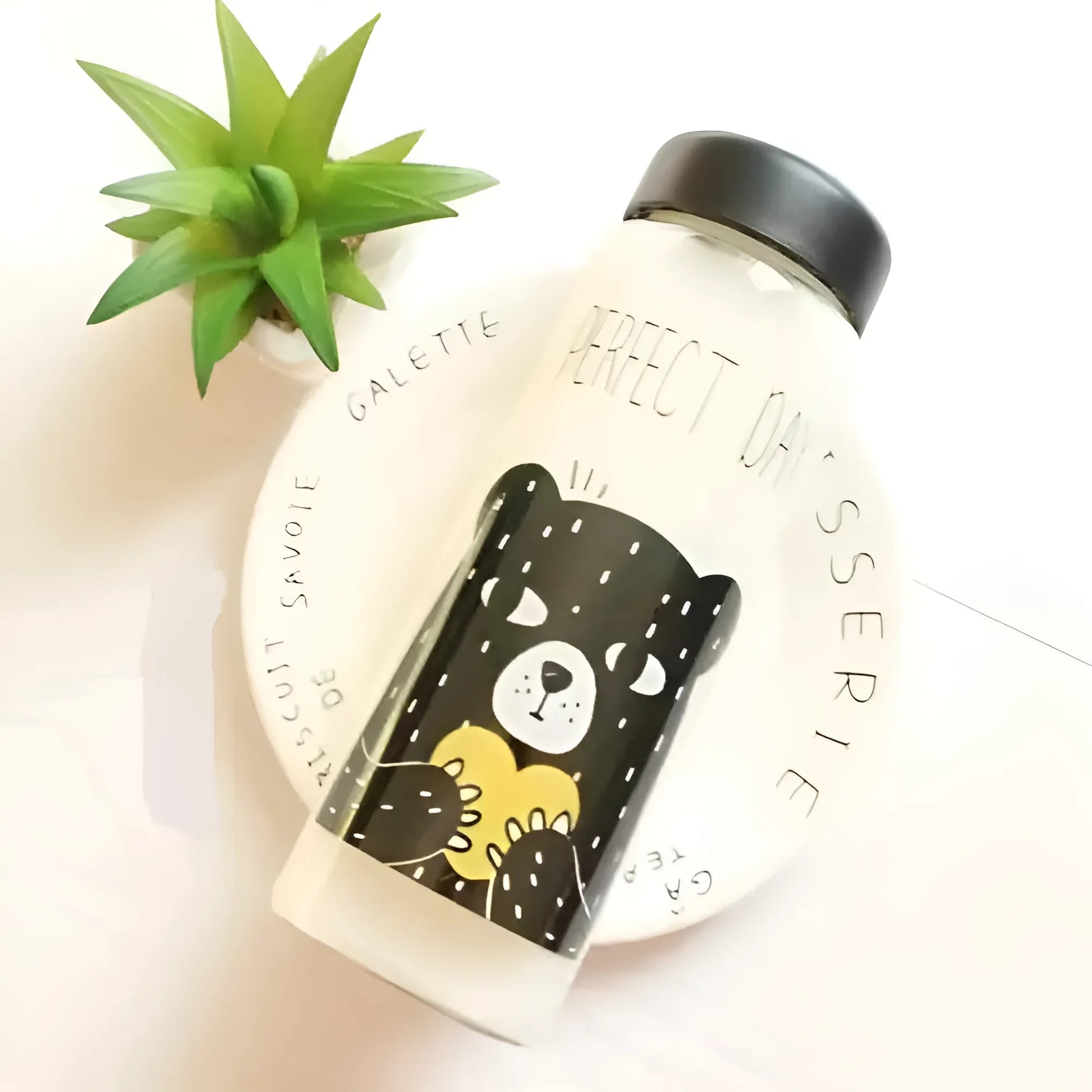 Black Teddy Water Bottle with Bears