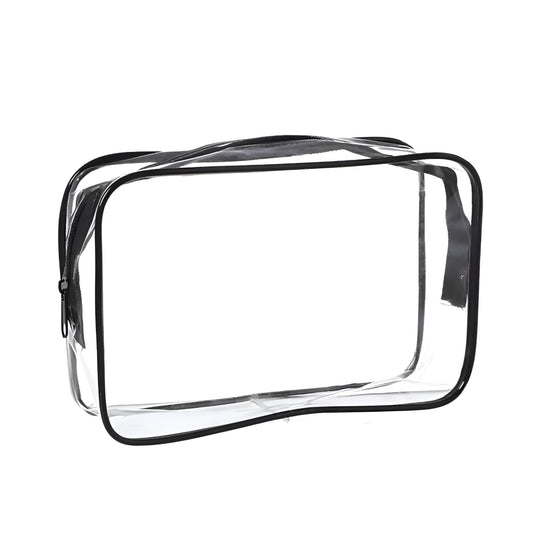 Black Transparent Cosmetic Bag with Black Trim