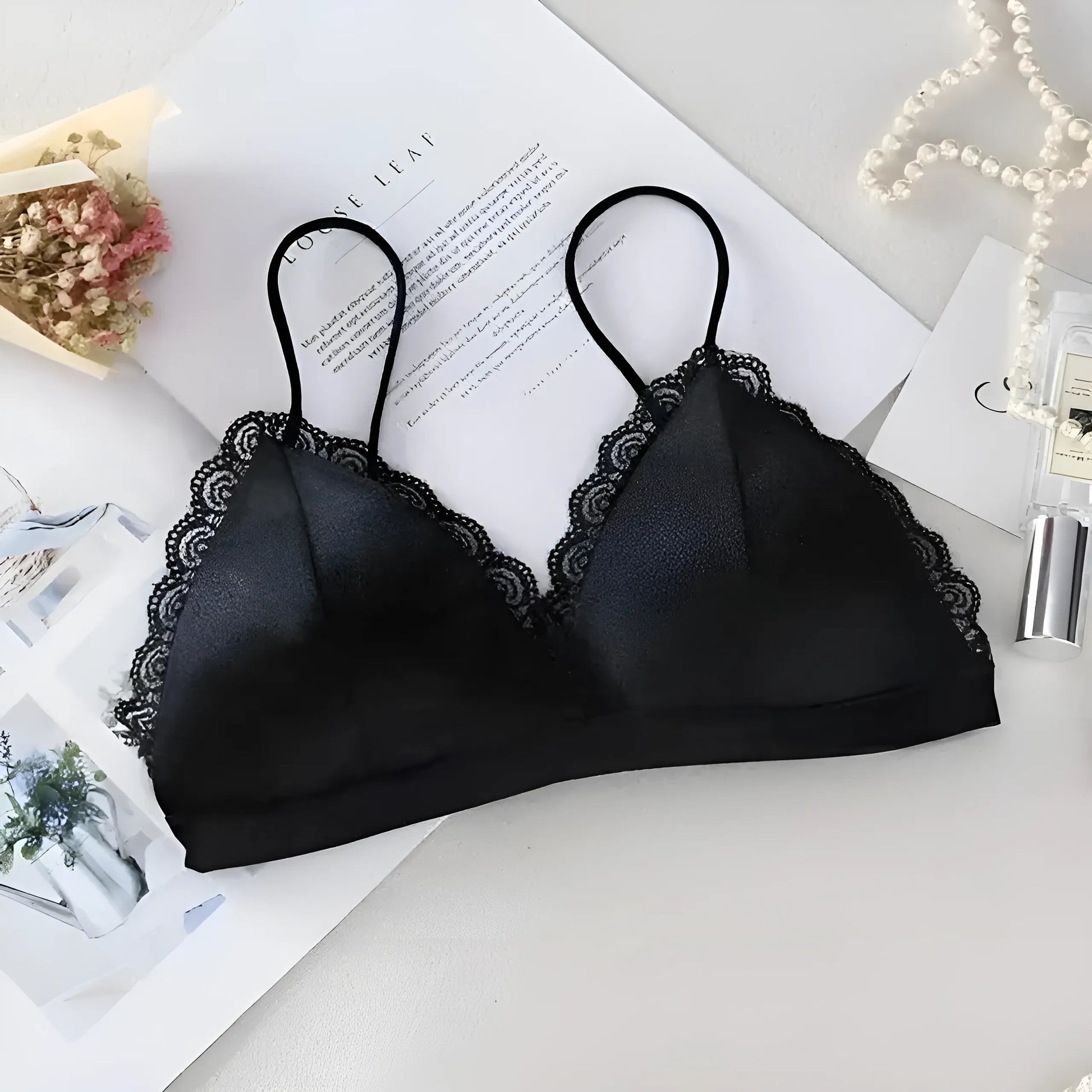 Black Triangle Cup Lace Bra