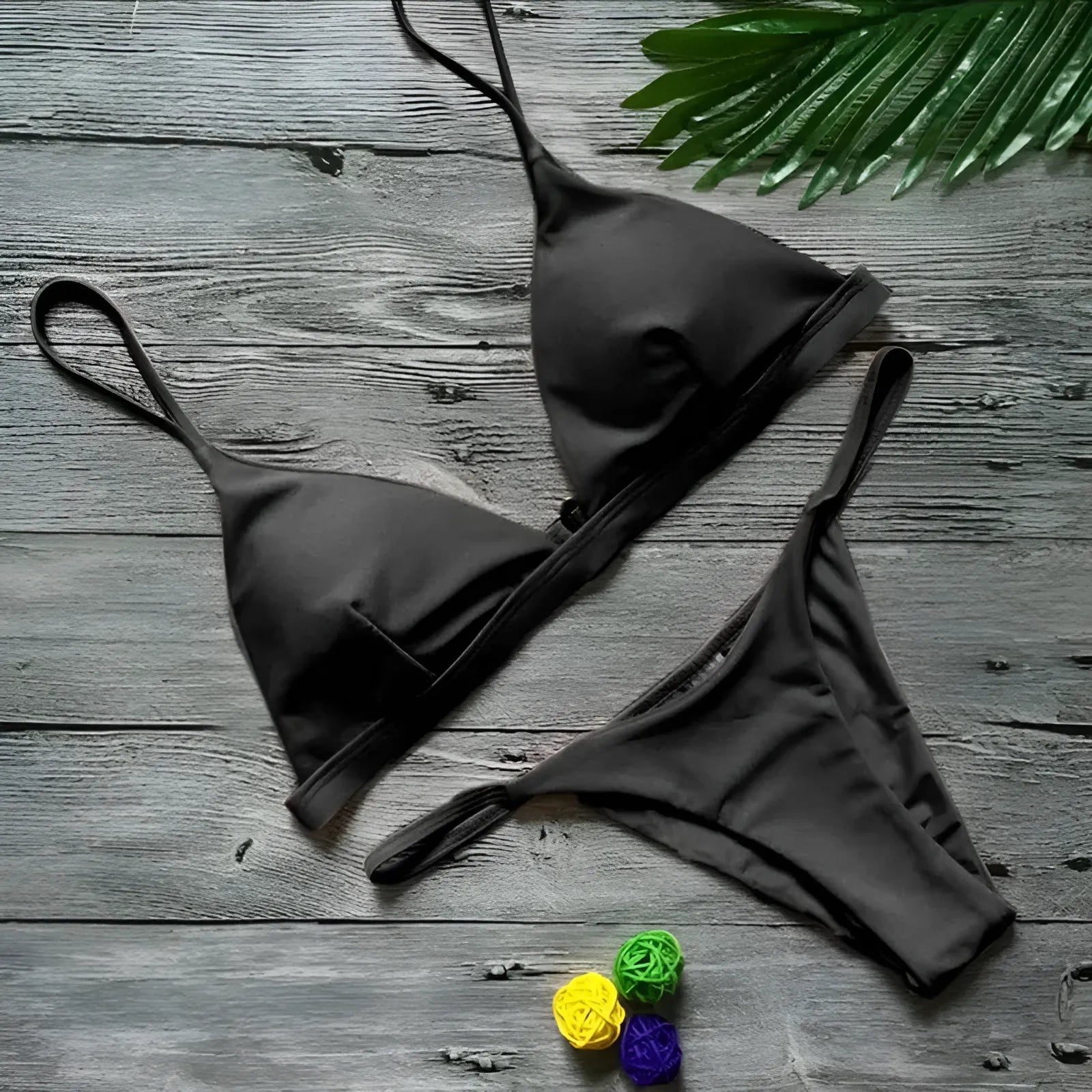 Black Two-Piece Triangle Cup Bikini Set