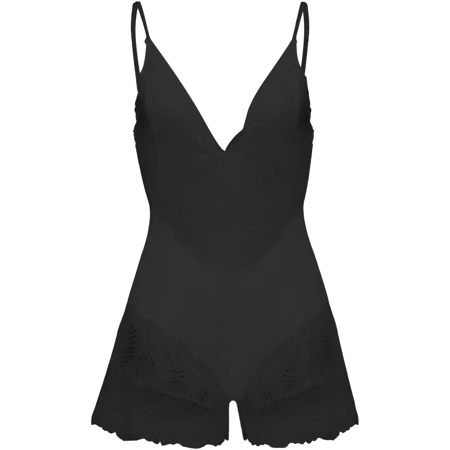 Black Universal Lace Bodysuit with Mesh