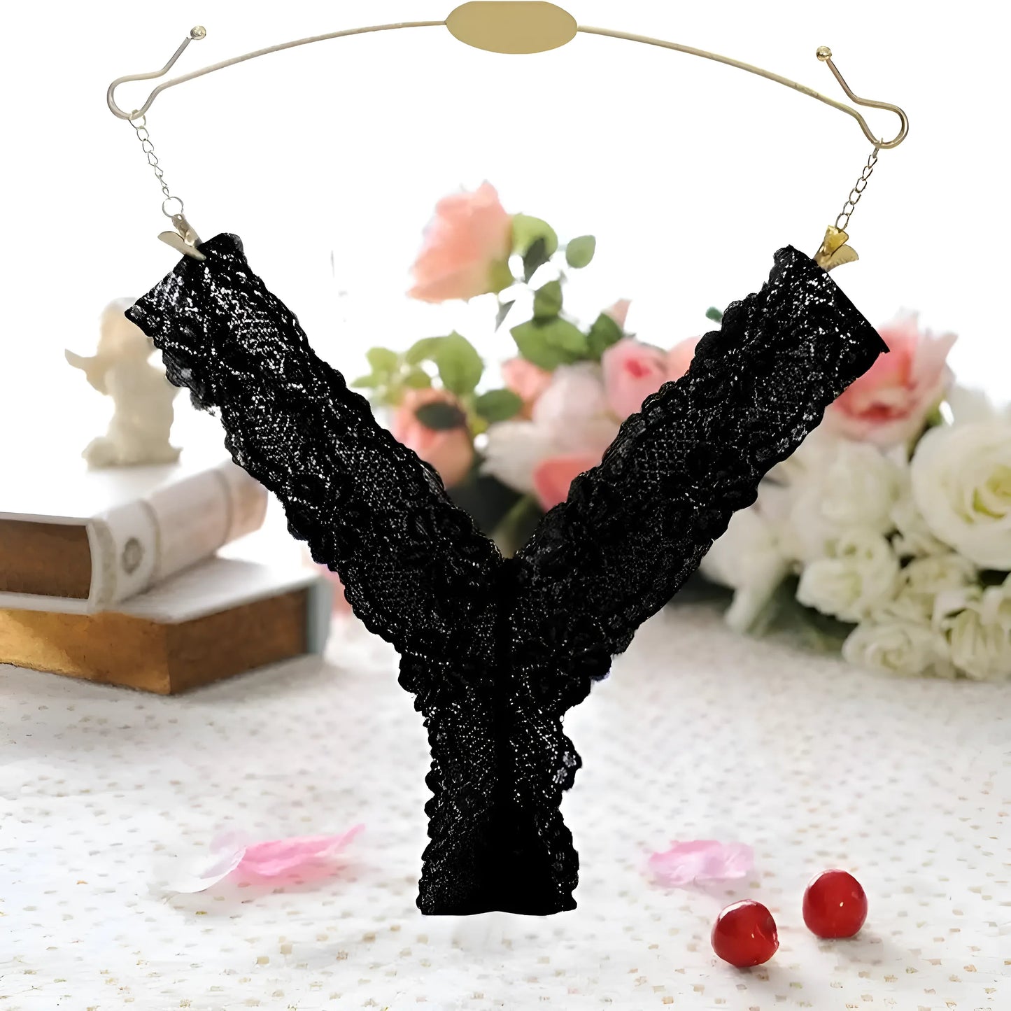 Black Universal Lace Thongs