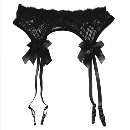 Black Universal Suspender Belt with Bows