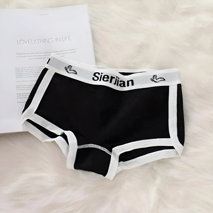 Black Women's Boxer Briefs with Piping