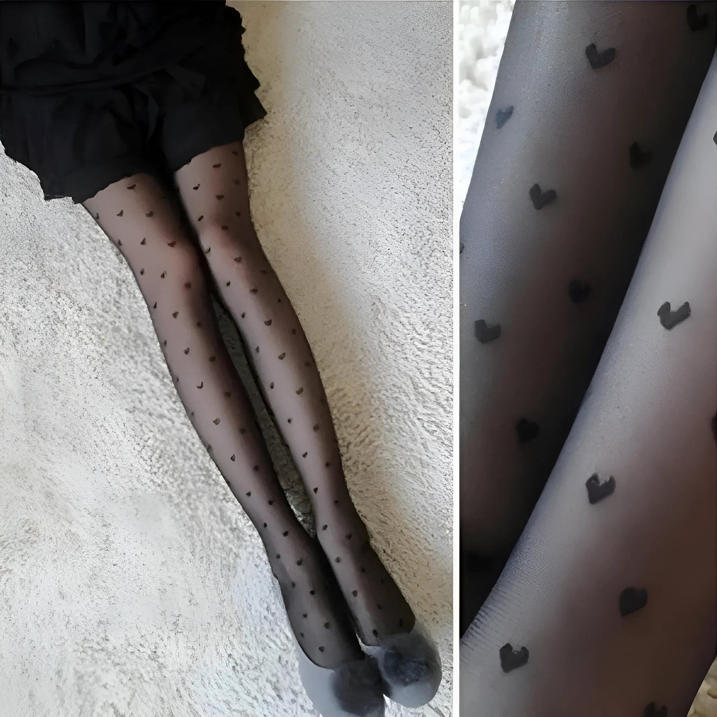 Black Women's Heart Print Tights