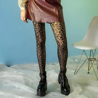 Black Women's Leopard Print Tights