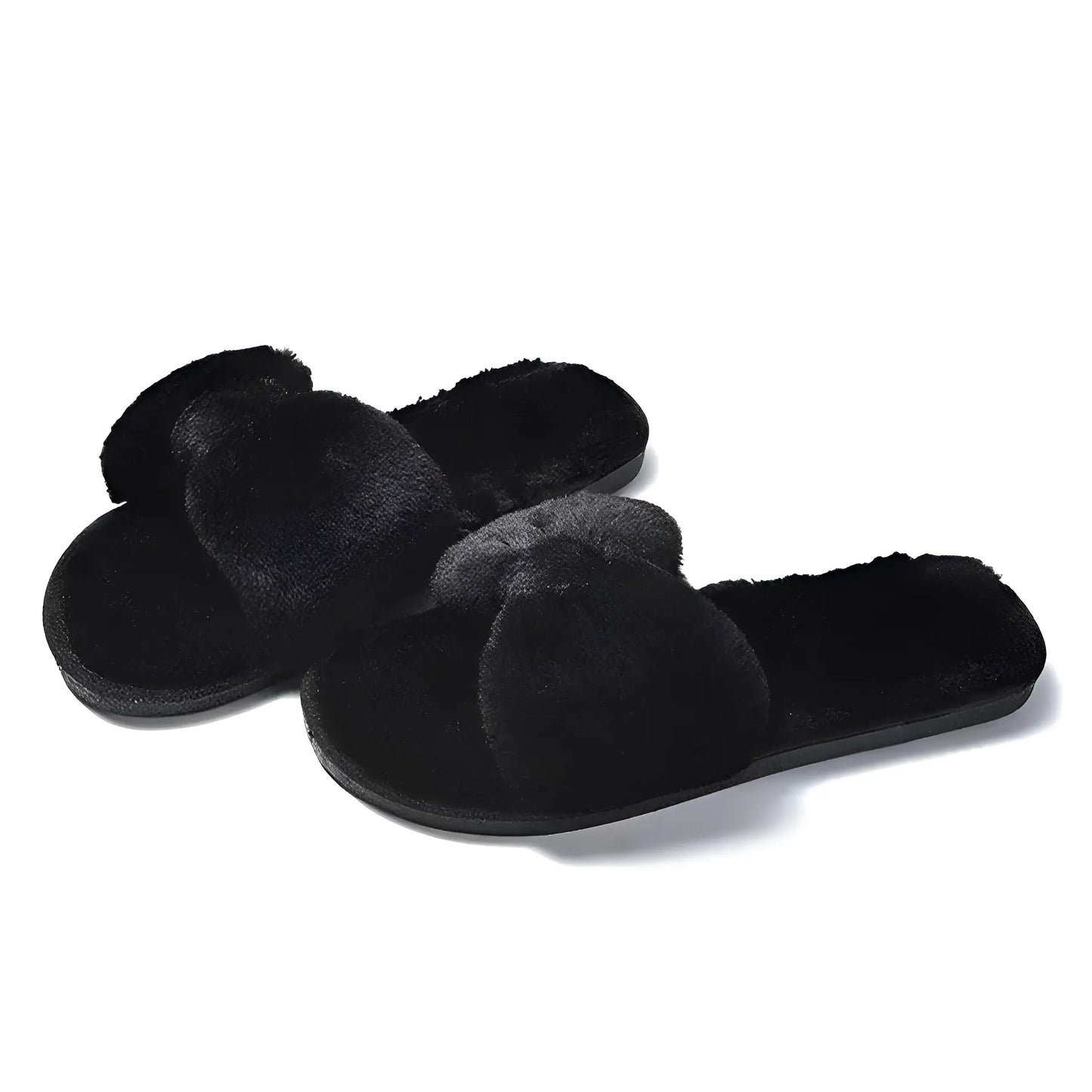 Black Women's Slippers with Bow