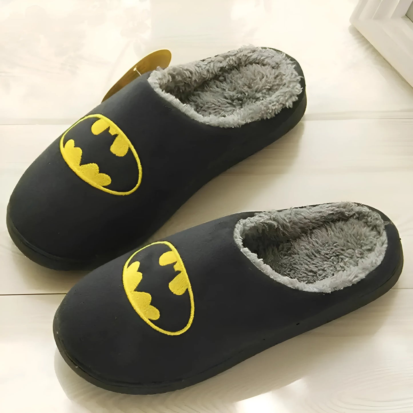 Black Women's Slippers with Superhero Logo